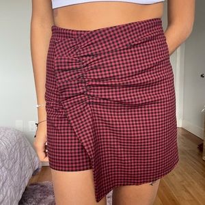 Zara Red and Black Plaid Slit Skort Size Small